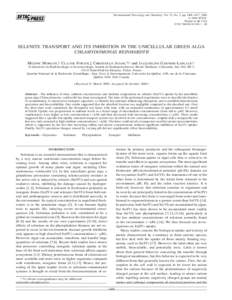 Selenite transport and its inhibition in the unicellular green alga Chlamydomonas reinhardtii