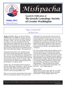 Mishpacha Quarterly Publication of Winter 2012 Volume XXXII, Issue 1
