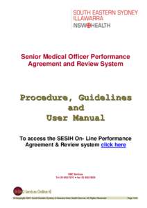 Senior Medical Officer Performance Agreement and Review System Procedure, Guidelines and User Manual