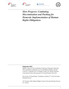 Slow Progress: Combating Discrimination and Pushing for Domestic Implementation of Human Rights Obligations  September 2014