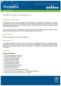 Public Interest Disclosure Procedure