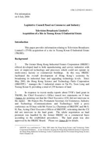 CB[removed])  For information on 6 July[removed]Legislative Council Panel on Commerce and Industry