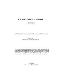 ICE NUCLEATION C THEORY A TUTORIAL