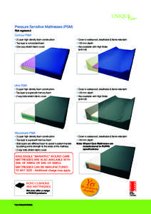 Pressure Sensitive Mattresses (PSM) TGA registered Contour PSM • 2 Layer high density foam construction