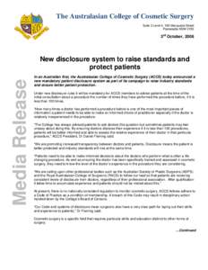 Microsoft Word[removed]Media Release New disclosure system to raise standards and protect patients v2.doc