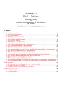 The Enzyme List Class 3 — Hydrolases Nomenclature Committee of the International Union of Biochemistry and Molecular Biology (NC-IUBMB)