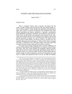 PATENTS AND THE WEALTH OF NATIONS Stephen Haber * **