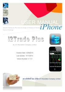 USER MANUAL iPhone Internet Trading for The Stock Exchange of Thailand & Thailand Futures Exchange