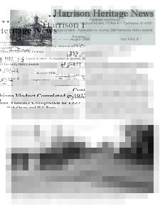 Harrison Heritage News Published monthly by Harrison County Historical Society, PO Box 411, Cynthiana, KYAward of Merit - Publication or Journal, 2007 Kentucky History Awards