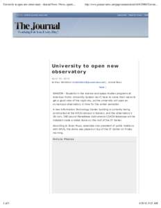 University to open new observatory - Journal News | News, sports, jobs, community information for Martinsburg - The Journal