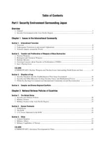 Table of Contents Part I Security Environment Surrounding Japan Overview 1. General ........................................................................................................................................