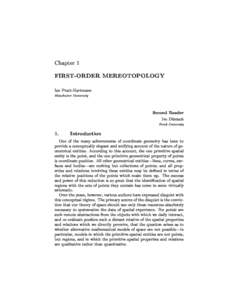 Chapter 1 FIRST-ORDER MEREOTOPOLOGY Ian Pratt-Hartmann Manchester University  Second Reader