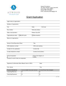 Atwood Foundation 301 West Northern Lights Suite 440 Anchorage, AlaskaPhone: (Email: 