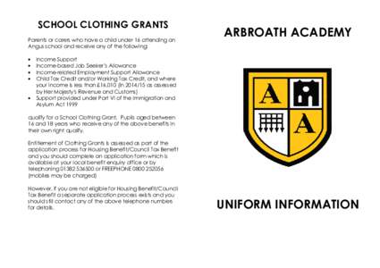 Arbroath Academy School Uniform Leaflet
