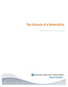 The Lifecycle of a Vulnerability Copyright© 2005 internet Security Systems, Inc. All rights reserved worldwide Ahead of the threat.™  The Lifecycle of a Vulnerability