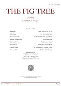 No 7 DecemberTHE FIG TREE Quarterly Edited by C. H. Douglas