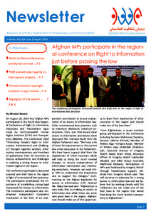 Newsletter Research and Policy Organization for Transparency and Accountability Volume  44| 4th Year | August 2014   In this issue...