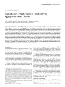 The Journal of Neuroscience, January 13, 2010 • 30(2):515–522 • 515  Development/Plasticity/Repair Regulation of Synaptic Pumilio Function by an Aggregation-Prone Domain