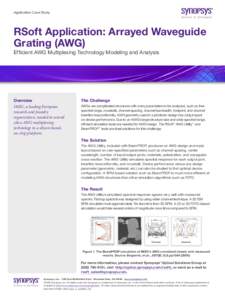 Application Case Study  RSoft Application: Arrayed Waveguide Grating (AWG) Efficient AWG Multiplexing Technology Modeling and Analysis