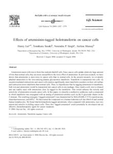 Life Sciences – 1279 www.elsevier.com/locate/lifescie Effects of artemisinin-tagged holotransferrin on cancer cells Henry Laia,*, Tomikazu Sasakib, Narendra P. Singha, Archna Messayb a
