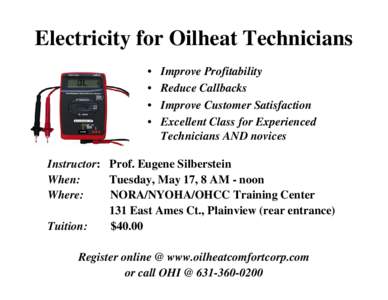 Electricity for Oilheat Technicians • • • •