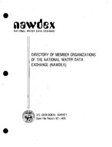 nawdex NATIONAL WATER DATA EXCHANGE DIRECTORY OF MEMBER ORGANIZATIONS OF THE NATIONAL WATER DATA EXCHANGE (NAWDEX)