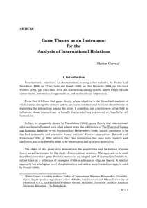 ARTICLE  Game Theory as an Instrument for the Analysis of International Relations Hector Correa※
