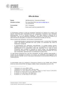 Offre	de	thèse	 Équipe GAP-Biophotonics, Université de Genève