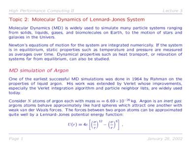 Science / Computational chemistry / Molecular dynamics / Verlet integration / Equipartition theorem / Dynamical system / Lennard-Jones potential / Thermodynamic temperature / Thermodynamic system / Chemistry / Thermodynamics / Physics