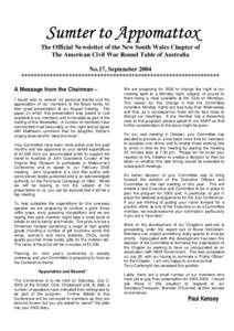 Sumter to Appomattox Newsletter 17 - Sept 2004