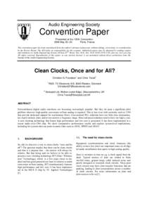 Audio Engineering Society  Convention Paper Presented at the 120th Convention 2006 May 20 –23 Paris, France