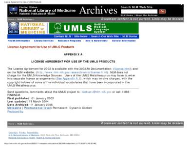 2002 UMLS Appendix to the License Agreement