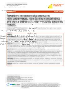Tetrapleura tetraptera spice attenuates high-carbohydrate, high-fat diet-induced obese and type 2 diabetic rats with metabolic syndrome features