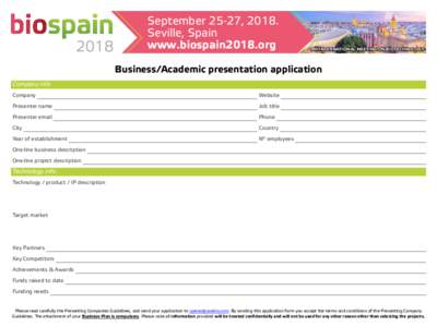 September 25-27, 2018. Seville, Spain www.biospain2018.org 9th INTERNATIONAL MEETING ON BIOTECHNOLOGY