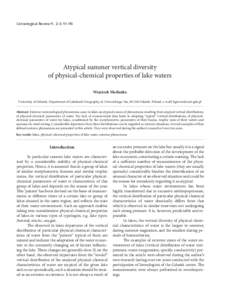 Atypical9,summer vertical diversity of physical-chemical properties of lake waters Limnological Review 2-3: 
