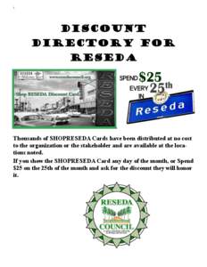 1  DISCOUNT DIRECTORY FOR RESEDA