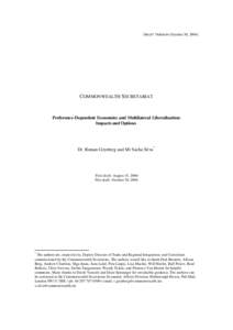 DRAFT VERSION (October 30, COMMONWEALTH S ECRETARIAT Preference-Dependent Economies and Multilateral Liberalization: Impacts and Options