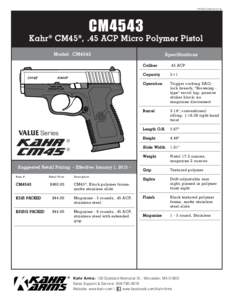 PDFSS-CM4543CM4543 Kahr ® CM45 ®, .45 ACP Micro Polymer Pistol Model: CM4543