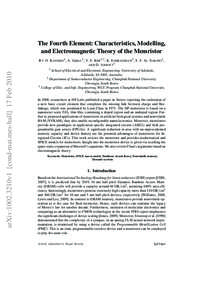 The Fourth Element: Characteristics, Modelling, and Electromagnetic Theory of the Memristor B Y O. K AVEHEI 1 , A. I QBAL 1 , Y. S. K IM 1,2 , K. E SHRAGHIAN 3 , S. F. A L -S ARAWI 1 ,