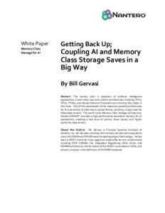 White Paper Memory Class Storage for AI Getting Back Up;