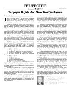 FRIDAY, JUNE 27, 2014  Taxpayer Rights And Selective Disclosure By Robert W. Wood  T