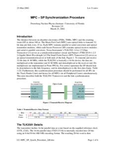 25-MarLev Uvarov MPC – SP Synchronization Procedure Petersburg Nuclear Physics Institute / University of Florida