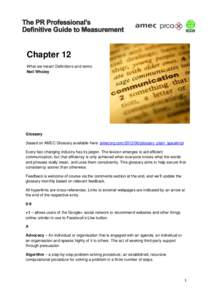 Chapter 12 What we mean! Definitions and terms Neil Wholey Glossary (based on AMEC Glossary available here: amecorg.com[removed]glossary_plain_speaking)
