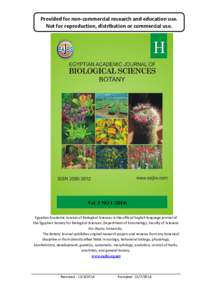 Provided for non-commercial research and education use. Not for reproduction, distribution or commercial use. Vol. 5 NOEgyptian Academic Journal of Biological Sciences is the official English language journal o