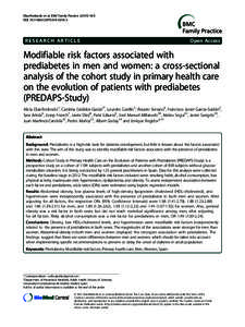 Modifiable risk factors associated with prediabetes in men and women: a cross-sectional analysis of the cohort study in primary health care on the evolution of patients with prediabetes (PREDAPS-Study)