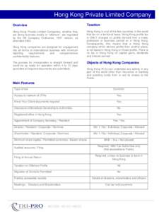 Hong Kong Private Limited Company   Overview  Taxation
