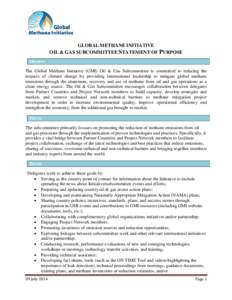 GLOBAL METHANE INITIATIVE AGRICULTURE SUBCOMMITTEE STATEMENT OF PURPOSE
