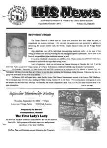 A New.letter for Mcmben & Friend. of the Lenexa Historical Society  September/October 2004 Volume 22, Number