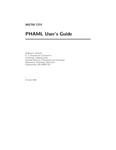 NISTIR[removed]PHAML User’s Guide William F. Mitchell U. S. Department of Commerce