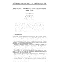 STUDIES IN LOGIC, GRAMMAR AND RHETORIC[removed]Proving the Correctness of Functional Programs using Mizar Yatsuka Nakamura Shinshu University